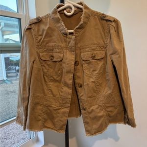 LOFT Tan Frayed Edge Jacket
